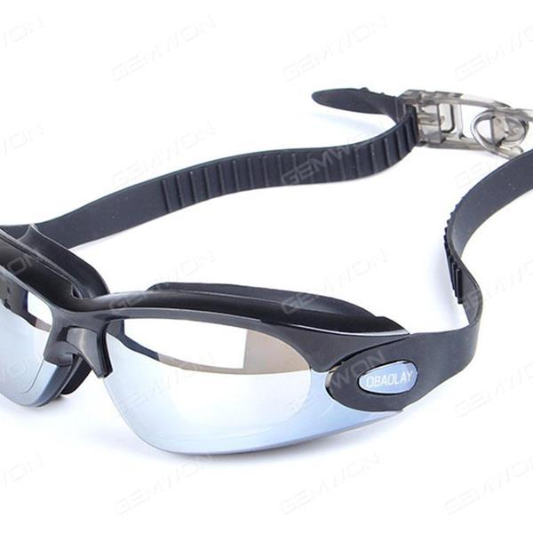 AdjustableAdult Summer Diving Swimming Glasses Goggles Set w/ Earplugs Bright black Glasses OB928
