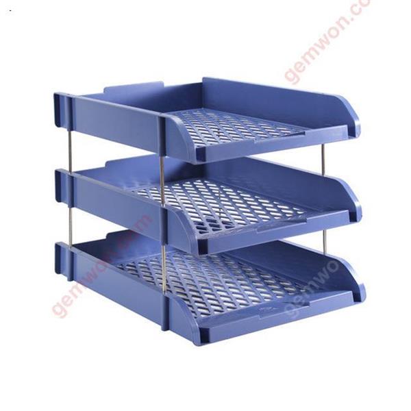 Letter Tray Plastic Collection Desktop Management 3-Tier Office Desk Shelf For Documents Magazines Notebooks And Letter Letter Filing Desk Trays & Risers -A4 Paper Holder, Document Holder,Size:325*235*272mm,Blue Office Products N/A
