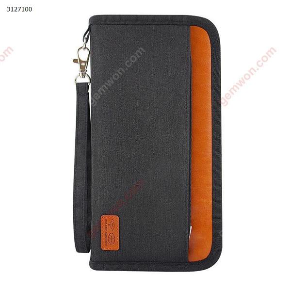 Anti-theft brush passport bag long zipper passport holder multi-function business document package（Black） Outdoor backpack n/a