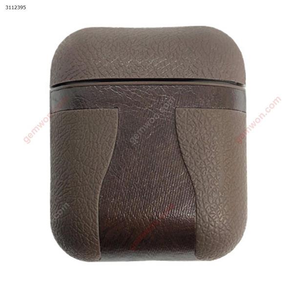 Airpods leather case for Apple wireless Bluetooth headset，Brown Case LSC-107