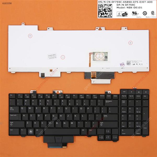 DELL M6400 BLACK(Backlit ,With Point stick) US N/A Laptop Keyboard (OEM-B)