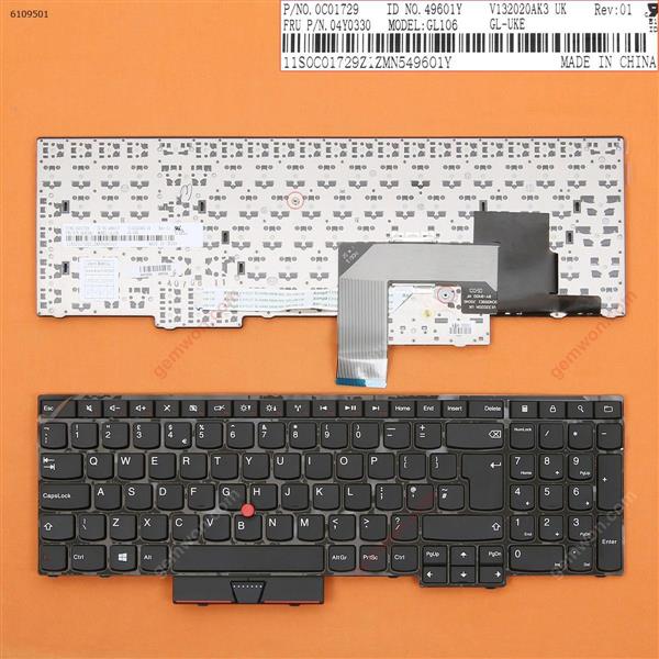 ThinkPad E530 BLACK(With Point stick,For Win8) UK N/A Laptop Keyboard (OEM-B)