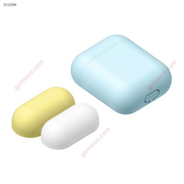 Airpods protective cover one plus two plus packaging for Apple Bluetooth Airpods headset set，Sky blue with sky blue + yellow + white Case Airpods case