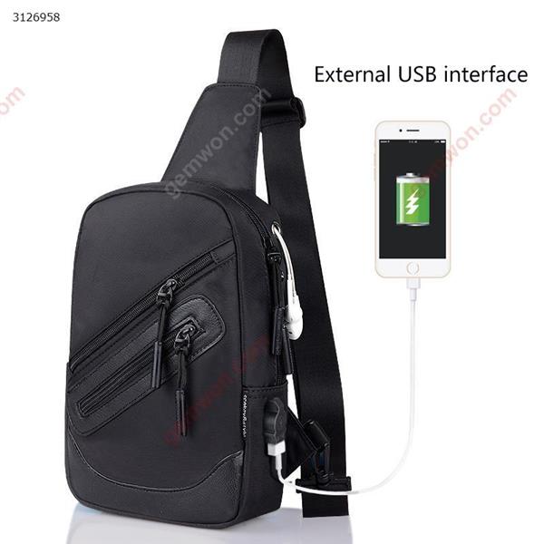 Men's shoulder bag diagonal cross-body sports Oxford cloth chest bag Student Messenger bag(USB black) Outdoor backpack n/a
