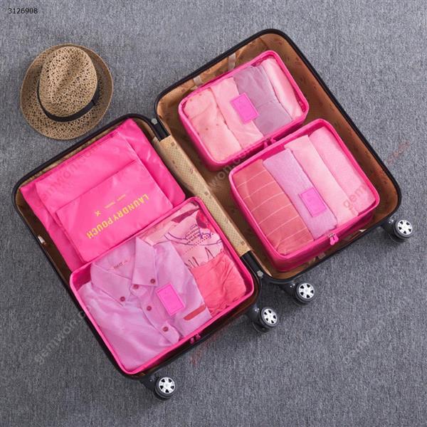 Travel storage bag travel luggage dustproof waterproof finishing bag six-piece(Rose Red) Outdoor backpack n/a