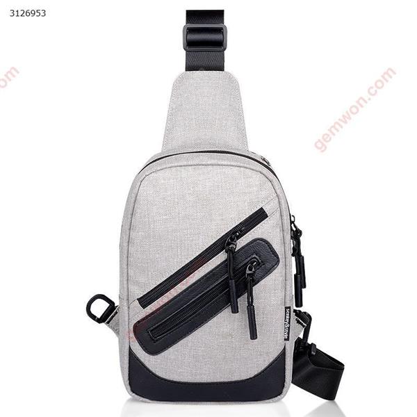 Men's shoulder bag diagonal cross-body sports Oxford cloth chest bag Student Messenger bag(No USB light gray) Outdoor backpack n/a