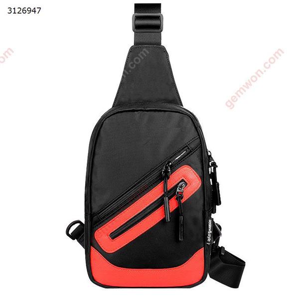 Men's shoulder bag diagonal cross-body sports Oxford cloth chest bag Student Messenger bag(No USB black red) Outdoor backpack n/a