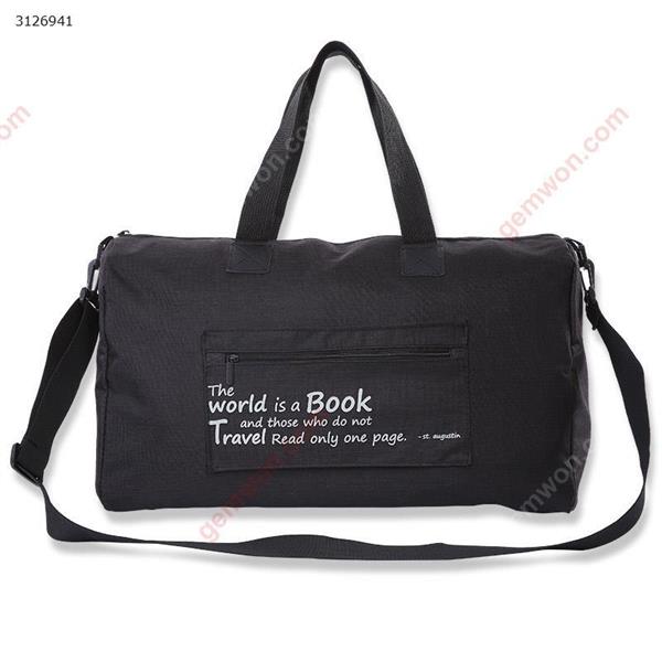Travel storage folding bag increase thickening short-distance travel bag waterproof large capacity travel storage bag(Black) Outdoor backpack n/a