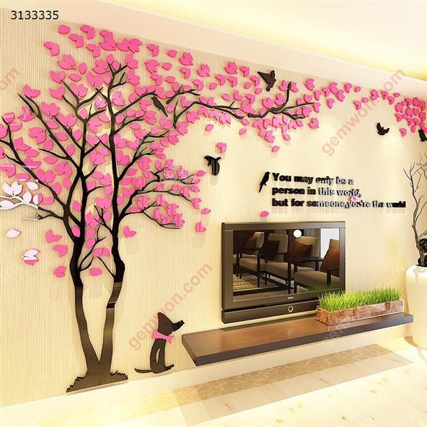 Couple tree 3d three-dimensional acrylic wall stickers living room sofa TV background wall interior room warm decoration-L-Left-Pink Home Decoration L