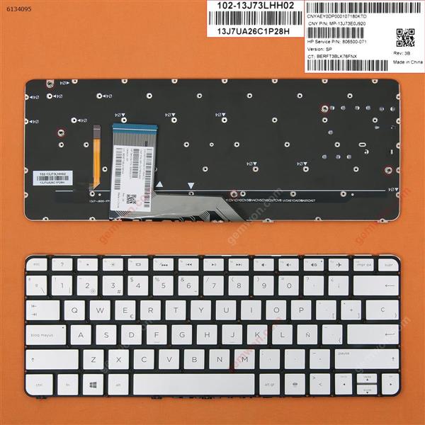 HP Spectre x360 13-4000 13-4100 13-4200 SILVER (Without FRAME Backlit WIN8) SP N/A Laptop Keyboard (OEM-B)