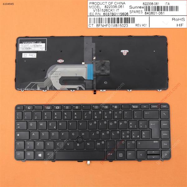 HP 430 g3 g4 440 g3 g4 446 g3   BLACK FRAME BLACK(Backlit,With point,Win8) IT SN9142BL1 852-43542-01A 822338-161 SG-81510-74A 6037B0114510 Laptop Keyboard (OEM-B)