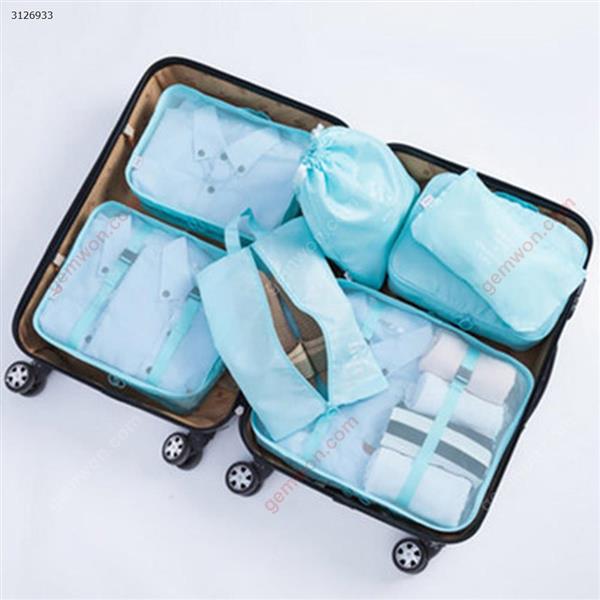 Travel Organizer Bag Waterproof Travel Business Travel Bag Bag Home Clothing Storage 7 Piece Set(Sky Blue) Outdoor backpack n/a