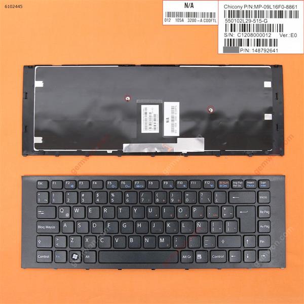 SONY VPC-EA BLACK FRAME BLACK LA N/A Laptop Keyboard (OEM-B)