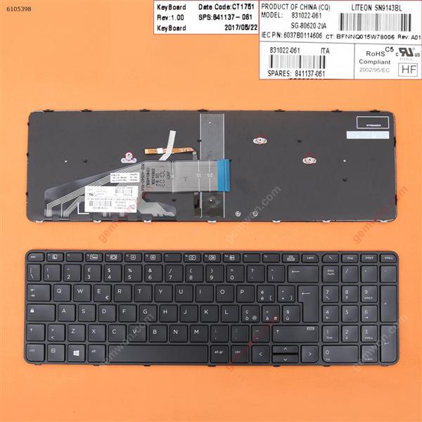 HP ProBook 450 G3 455 G3 470 G3 BLACK FRAME BLACK(Backlit For Win8) IT N/A Laptop Keyboard (OEM-B)