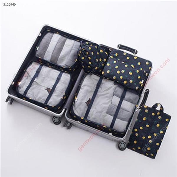 Travel Organizer Bag Waterproof Travel Business Travel Bag Bag Home Clothing Storage 7 Piece Set(Deep Blue Lemon) Outdoor backpack n/a