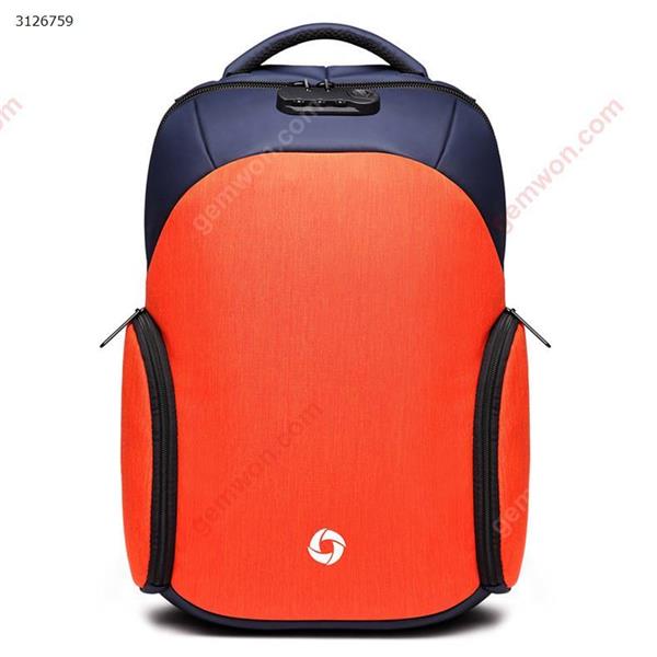 Waterproof backpack usb rechargeable backpack male creative casual anti-theft backpack (Orange) Outdoor backpack 8936