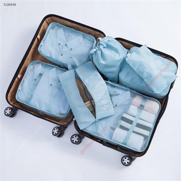 Travel Organizer Bag Waterproof Travel Business Travel Bag Bag Home Clothing Storage 7 Piece Set(Deep Sea Blue) Outdoor backpack n/a