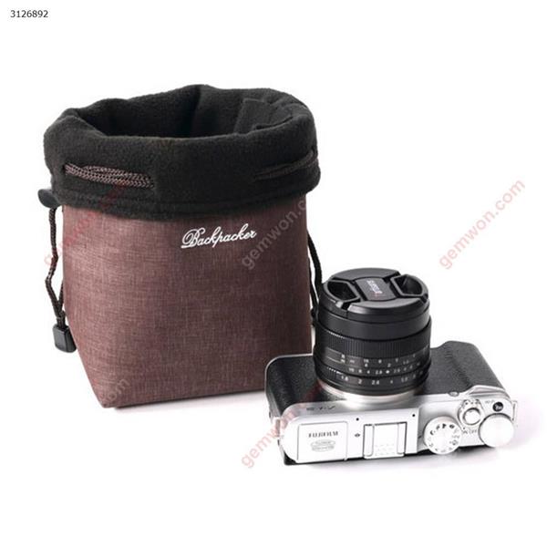 For Canon Nikon SLR Sony Fuji micro single camera lens bag storage bag protective cover camera bag(Small Brown) Outdoor backpack 053620