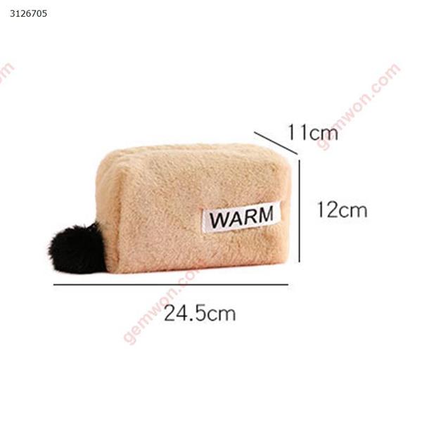 Cute winter plush storage bag multi-function cosmetic bag large-capacity household goods storage bag small square bag Coffee Outdoor backpack N/A