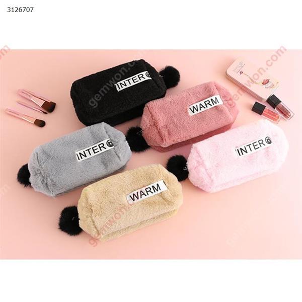 Cute winter plush storage bag multi-function cosmetic bag large-capacity household goods storage bag small square bag Black Outdoor backpack n/a
