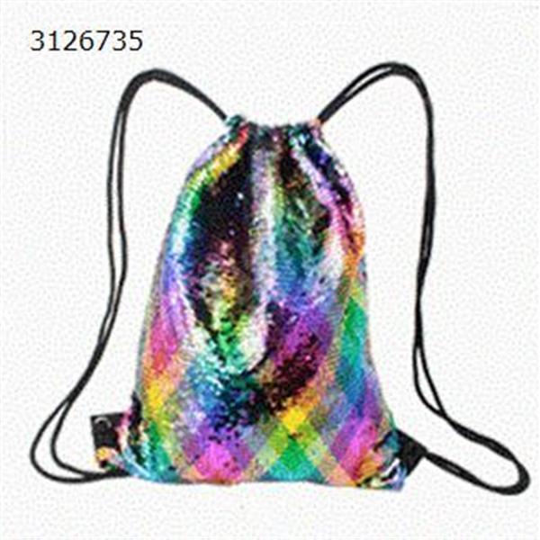 Shifting color sequins Sports bag Drawstring harness pocket Outdoor backpack (Color + silver) Outdoor backpack n/a