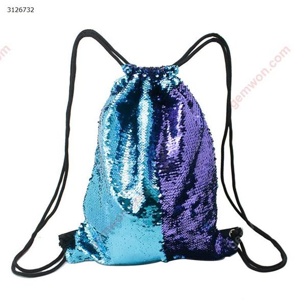 Shifting color sequins Sports bag Drawstring harness pocket Outdoor backpack (Deep Purple + Blue) Outdoor backpack n/a