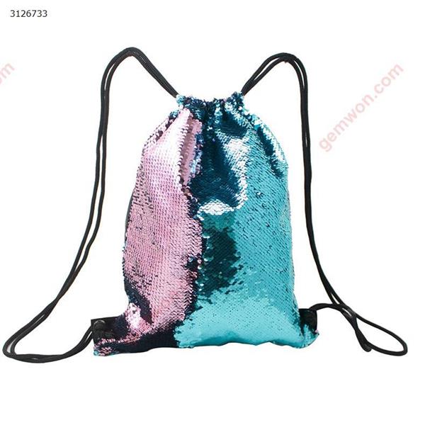 Shifting color sequins Sports bag Drawstring harness pocket Outdoor backpack (Blue + Pink) Outdoor backpack n/a