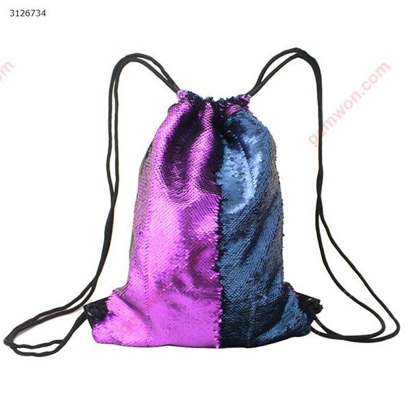 Shifting color sequins Sports bag Drawstring harness pocket Outdoor backpack (Blue + Purple) Outdoor backpack n/a
