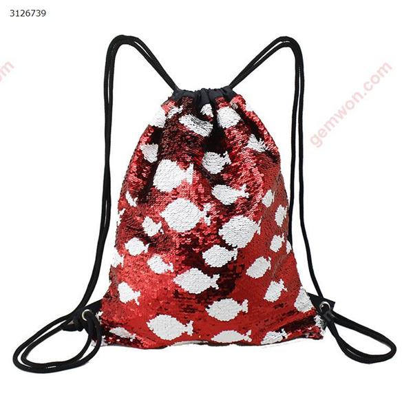 Shifting color sequins Sports bag Drawstring harness pocket Outdoor backpack (Fish) Outdoor backpack n/a