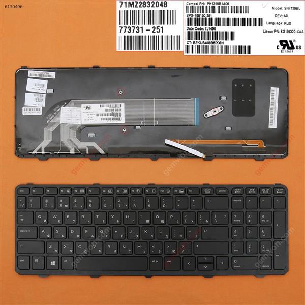 HP ProBook 450 G0 450 G1 455 G1 BLACK FRAME BLACK (Backlit,WIN8) RU N/A Laptop Keyboard (OEM-B)