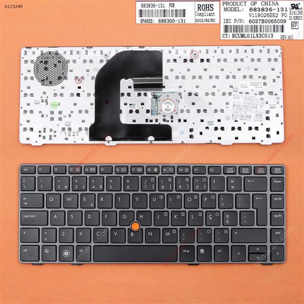 HP EliteBook 8460P SILVER FRAME BLACK(With Black Point stick,Win8) PO N/A Laptop Keyboard (OEM-B)