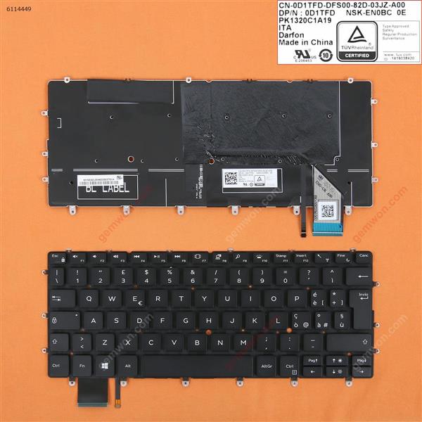 Dell XPS 13 9370 BLACK(Backlit, Win8) IT 0K2NCP Laptop Keyboard (OEM-B)