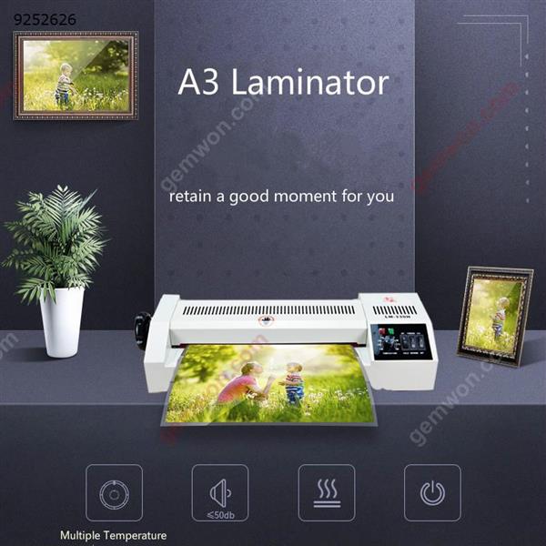 A3/A4 Office Home Document Photo Laminator, 400 mm / min Speed,Glue Thickness 1mm,Glue width:330 mm,Not Includes Laminating Pouches,This Product Is Suitable For Plastic Film Specifications: 50-175mic,White(EU,600W) Office Products LM-330H