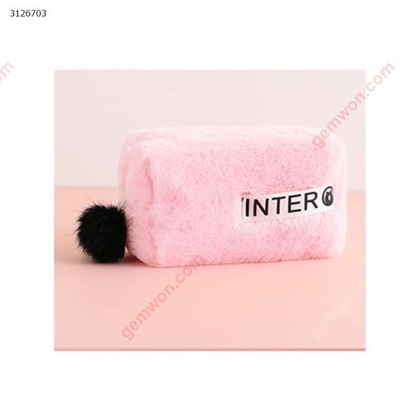 Cute winter plush storage bag multi-function cosmetic bag large-capacity household goods storage bag small square bag Pink Outdoor backpack n/a