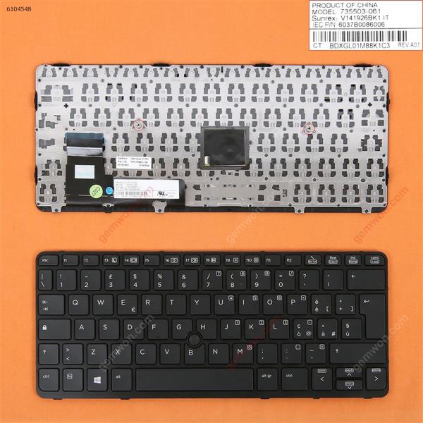 HP EliteBook 820 G1 BLACK FRAME BLACK (with point,Win8) IT 6037B0086006 Laptop Keyboard (OEM-A)