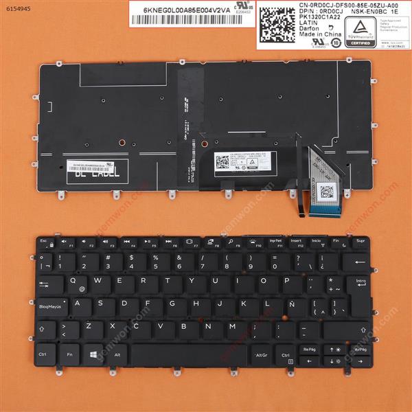 Dell XPS 13 9370 BLACK(Backlit, Win8) LA N/A Laptop Keyboard (OEM-B)