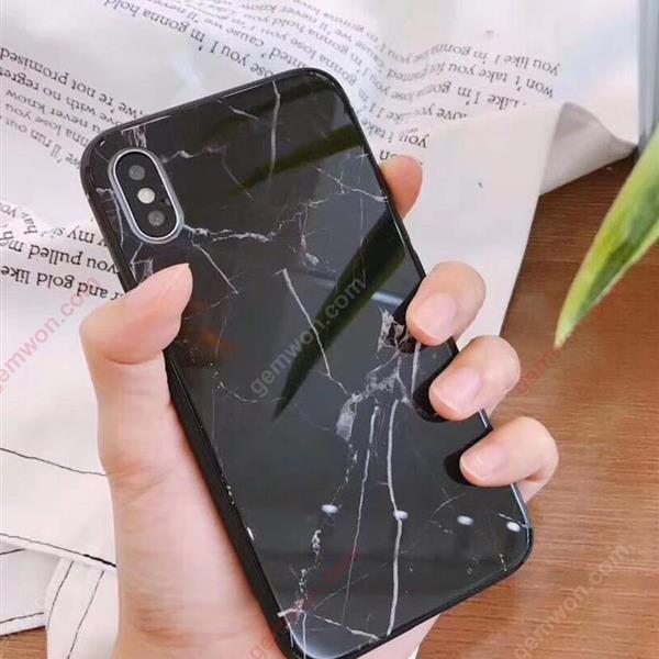 iphoneX Marble mobile phone shell，All-inclusive glass texture，black Case iphoneX Marble mobile phone shell