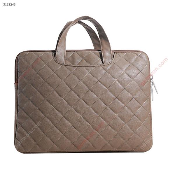 15.6 inches PU soft leather notebook rhombic notebook laptop bag，coffee Storage bag 15.6 INCHES PU SOFT LEATHER COMPUTER BAG