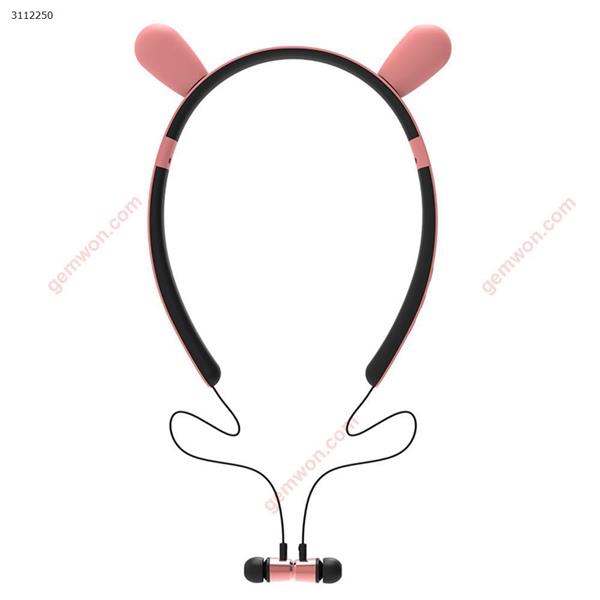 Magnetic cartoon cute headset Bluetooth headset，Pink (rabbit) Headset ZW-29