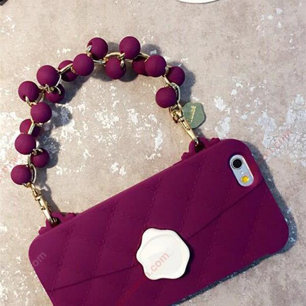 iPhone7 Portable phone case，Women's handbag silicone phone case，Beaded purple Case iPhone7 Portable phone case
