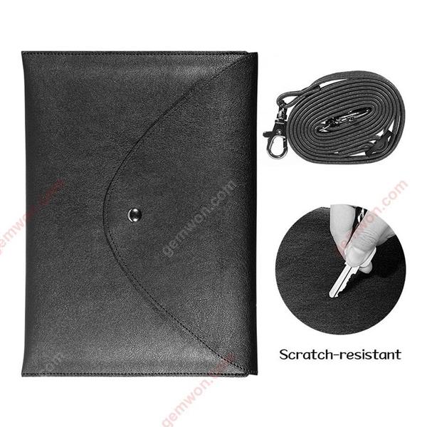 Shoulder strap flat leather case，Ipad case 10.5 inch or less general purpose computer bag，black Case SHOULDER STRAP FLAT LEATHER CASE