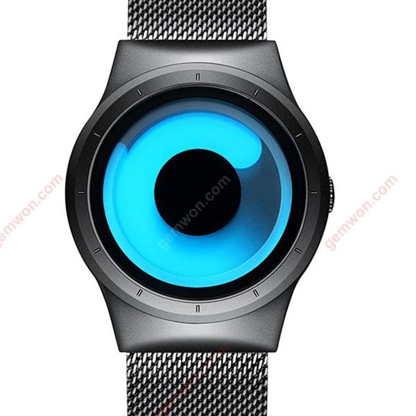 new fashion concept watches men's and women's business  watches stainless steel mesh belt watches，black Smart Wear Pointless vortex watch