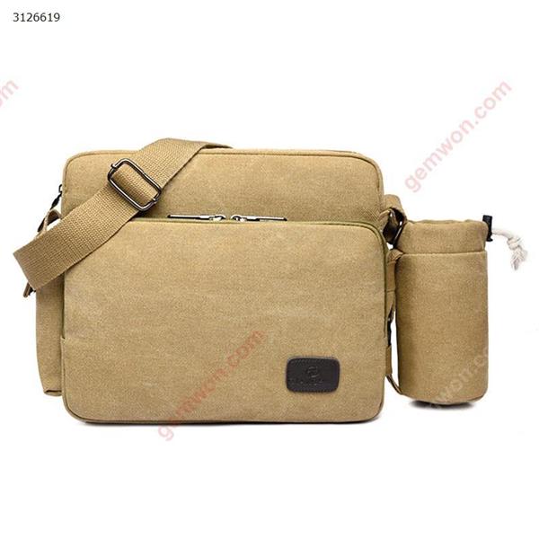 Canvas Shoulder Bag Multifunction Fashion Crossbody Bag Small Messenger Bag Casual Shoulder Bag Travel Organizer Bag Multi-Pocket Purse Handbag Khaki Outdoor backpack YG-313