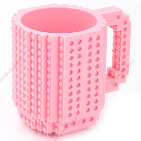 Creative mug building blocks DIY assembled coffee cup decompression cup plastic Lego style ,pink Other Creative diy building block cup