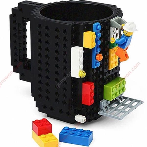 Creative mug building blocks DIY assembled coffee cup decompression cup plastic Lego style，black Other CREATIVE DIY BUILDING BLOCK CUP