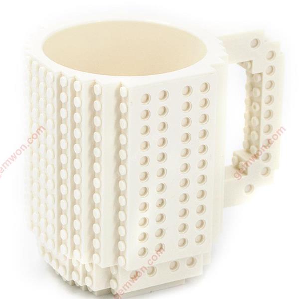 Creative mug building blocks DIY assembled coffee cup decompression cup plastic Lego style，white Other Creative diy building block cup