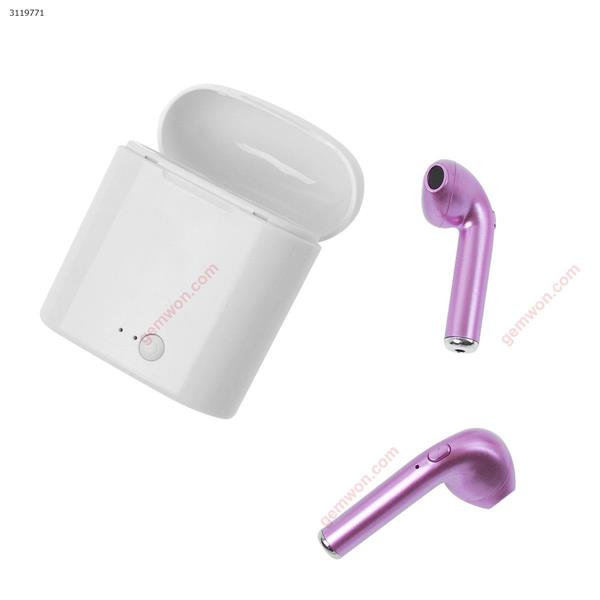 i7S Bluetooth headset, binaural wireless stereo with charging compartment, rose gold Headset I7S BLUETOOTH HEADSET
