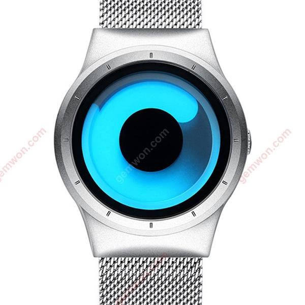 new fashion concept watches mens and womens business watches stainless steel mesh belt watches，Silver Smart Wear Pointless vortex watch