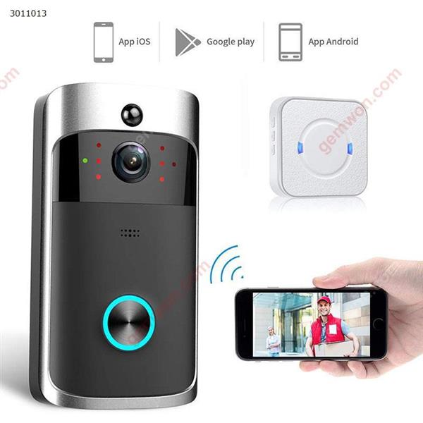WiFi Smart Video Doorbell with Chime,  Real-Time Video and Two-Way Talk, Night Vision, PIR Motion Detection App Control for iOS and Android Intelligent anti-theft M4