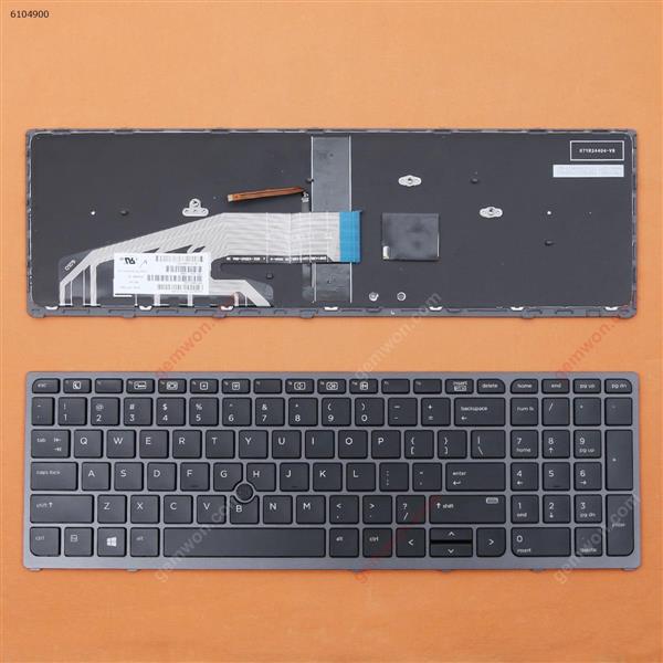 HP Zbook 15 G3 17 G3 BLACK FRAME BLACK(Backlit,With point,With cable folded,For Win8) US N/A Laptop Keyboard (OEM-B)
